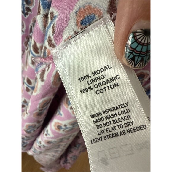 Emerson Fry India Collection Sara Tier Dress Day Flowers Aurora Pink Size Medium - Picture 8 of 8